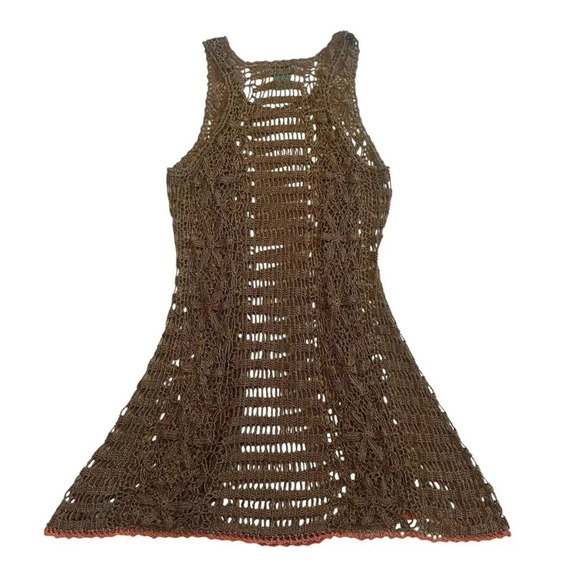 Letarte Handmade Metallic Dress Swim Cover Up Pullover Sheer Size Medium Women's - Picture 6 of 10